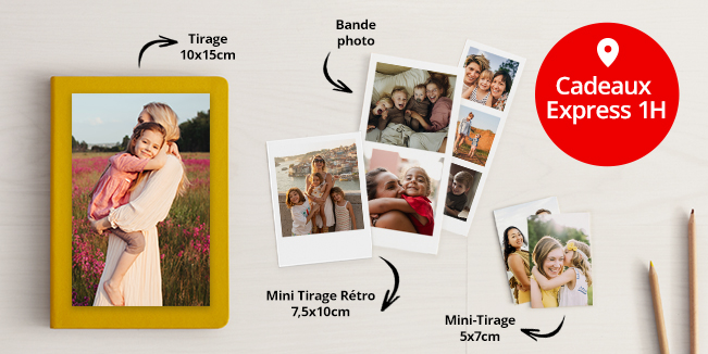 Tirages, mini-tirages retro et bandes photo pour la fête des mères